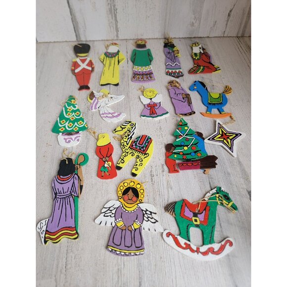 Wooden 3 kings angel tree horse solider star variety ornament Xmas set - Picture 12 of 12